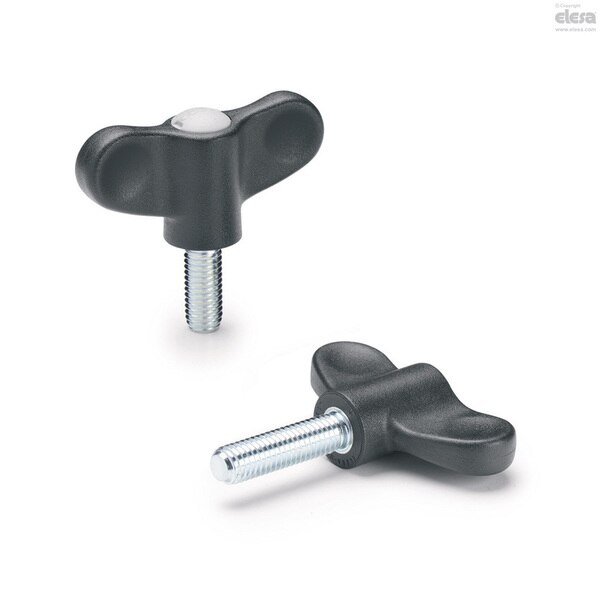 Thumb Screw, M6-10 Thread Size, Wing, Zinc Plated Steel, 24 mm Head Ht, 10 mm Lg, Elesa, Mfr#: EWN-p